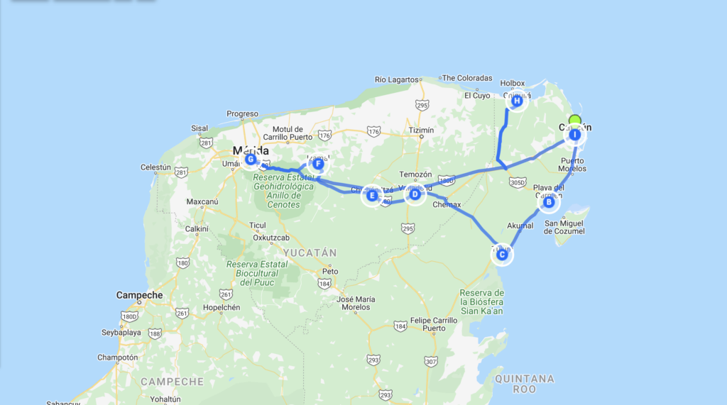 Nuestra ruta por la península de Yucatán