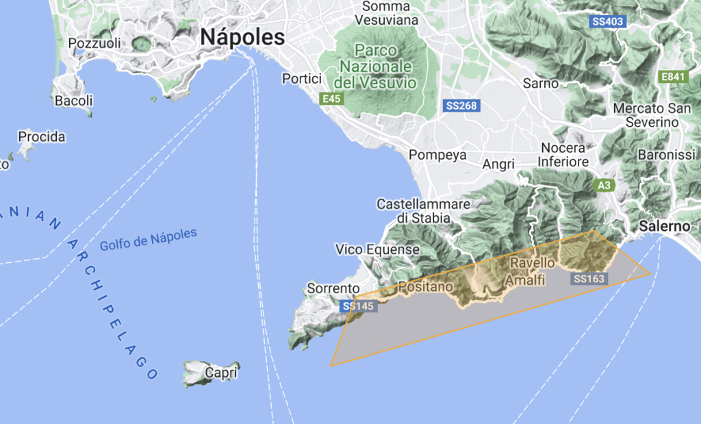 Mapa de la Costa Amalfitana